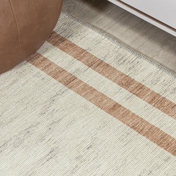 Raita Modern Distressed Stripe Machine-washable Area Rug